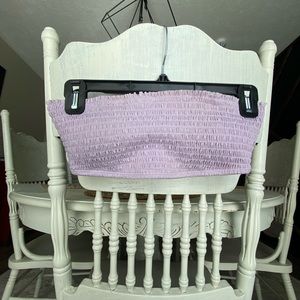 Lavender aero bikini. Strapless ruched top w/ moderate coverage mid rise bottoms